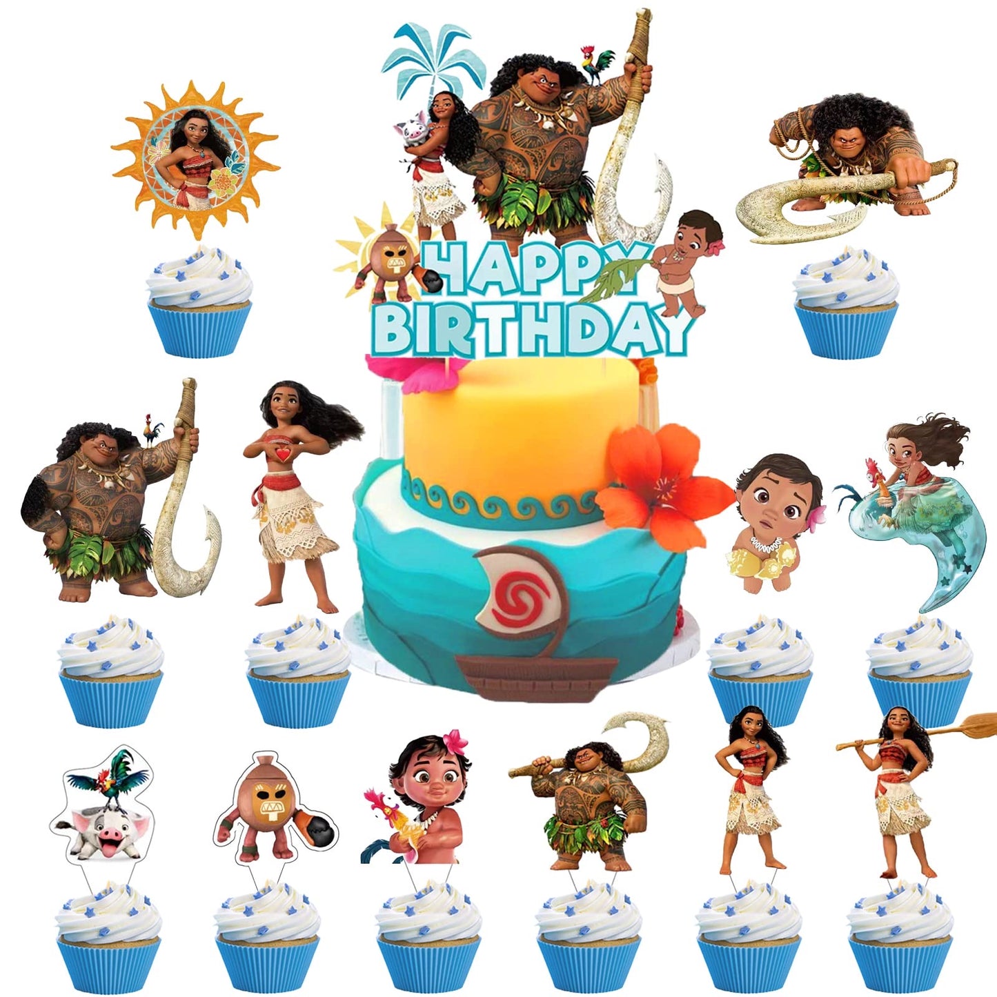 Moana Theme Cupcakes